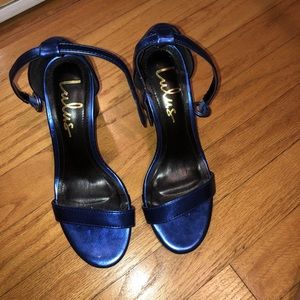 Royal blue block heels